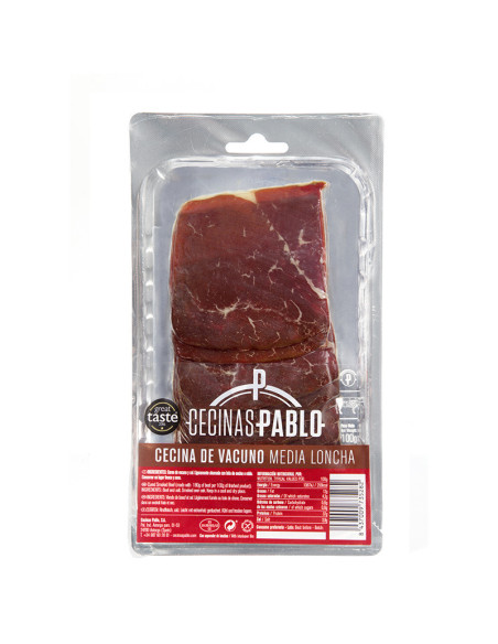 Loncheado de cecina curada de vacuno 100 grs. media loncha